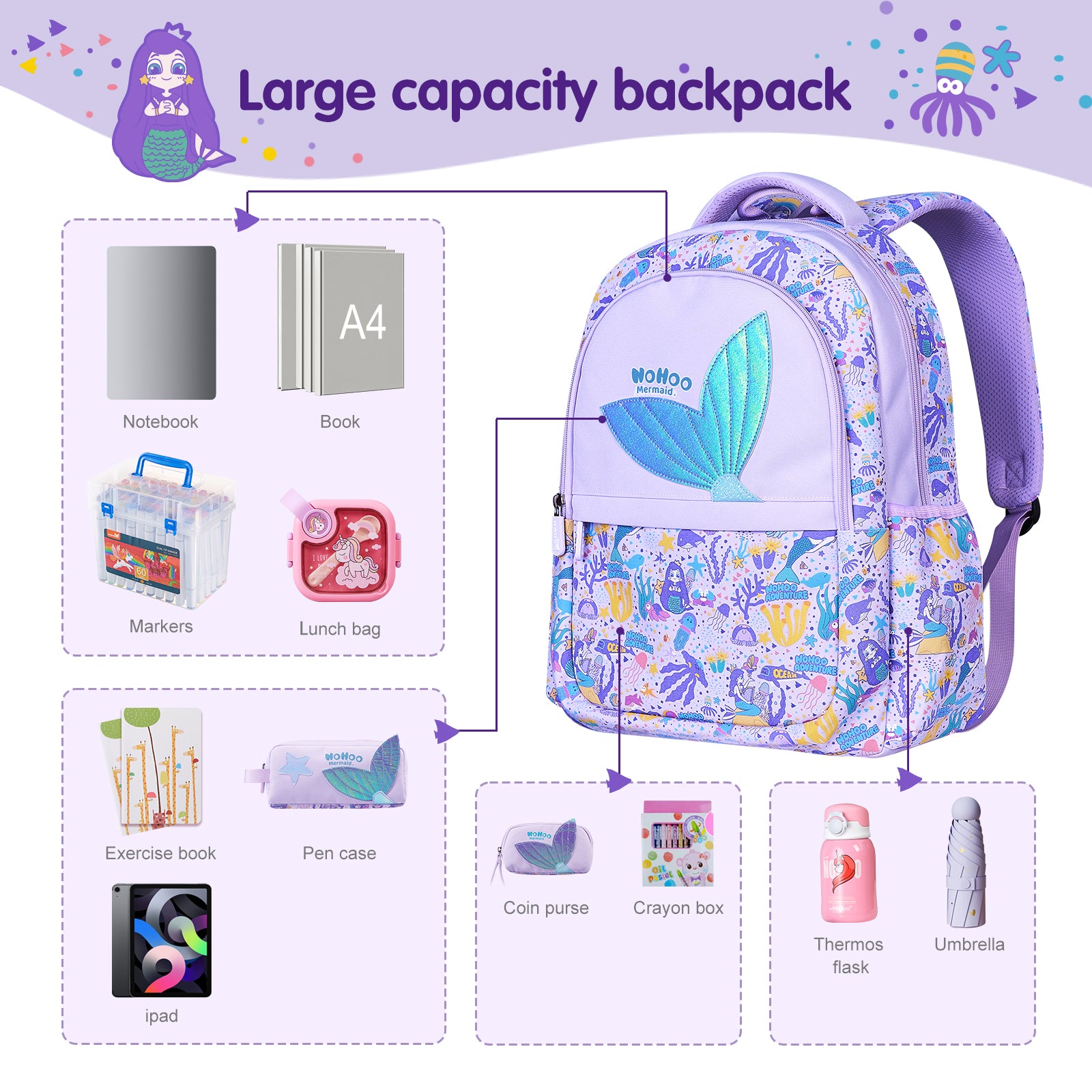 Pattern Print Primary School backpack
